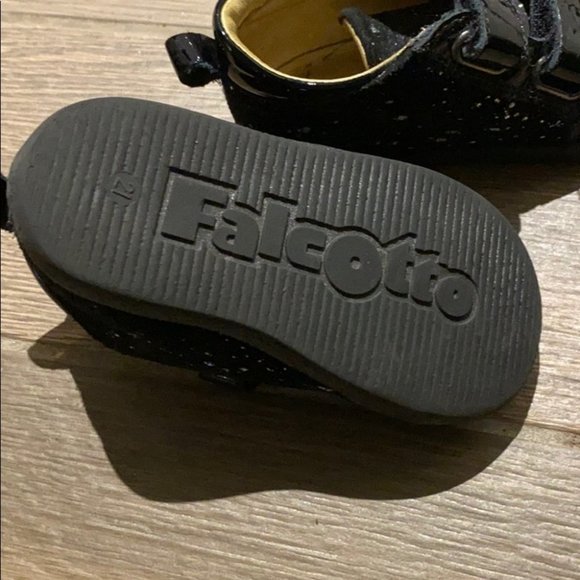 Falcotto Baby Girl Black Glossy Toe Sparkly Walking Wide Foot Shoes Size 21 - Picture 4 of 4